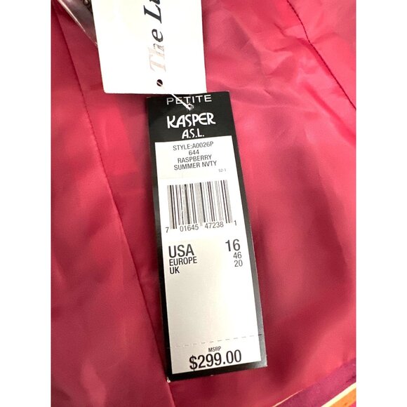 Kasper 16P Raspberry Silk Stripe Jacket Hamptons Chic Coastal Rich City Ready - Picture 15 of 16